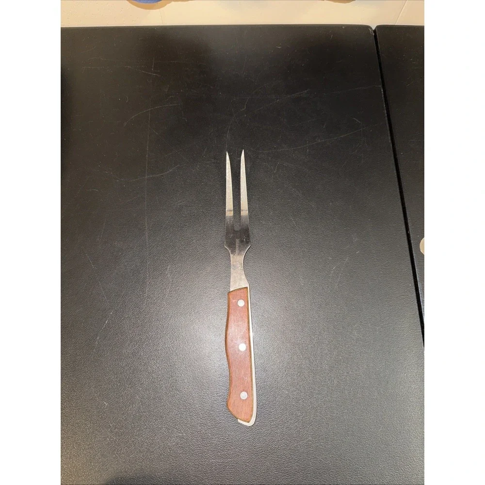 Maxam Steel Roast Meat Carving Fork Heavy Stainless Full Tang Wood Handle 11